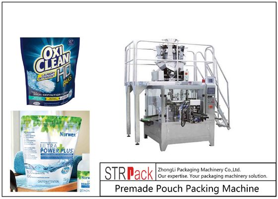Máquina de embalagem giratória dada do zíper do saco de pó malote de pé detergente automático com enchimento do eixo helicoidal